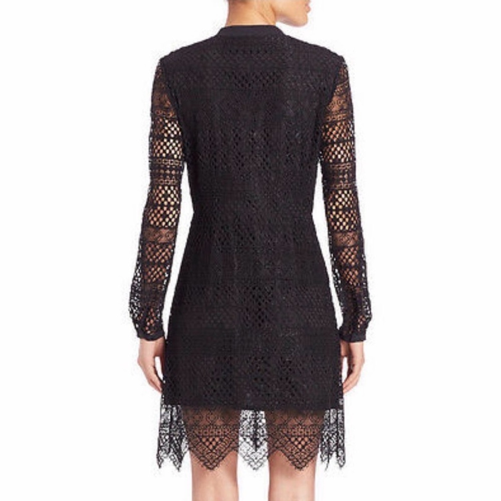 Elie Tahari Whitney Black Geo Lace Long Sleeve Dress